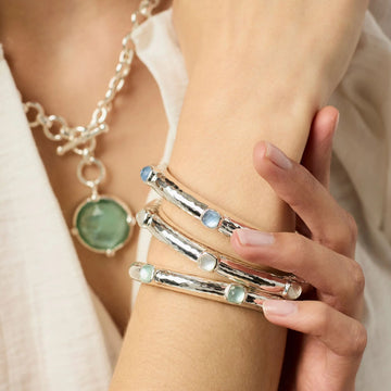 Catalina Hinge Bangle Silver CZ