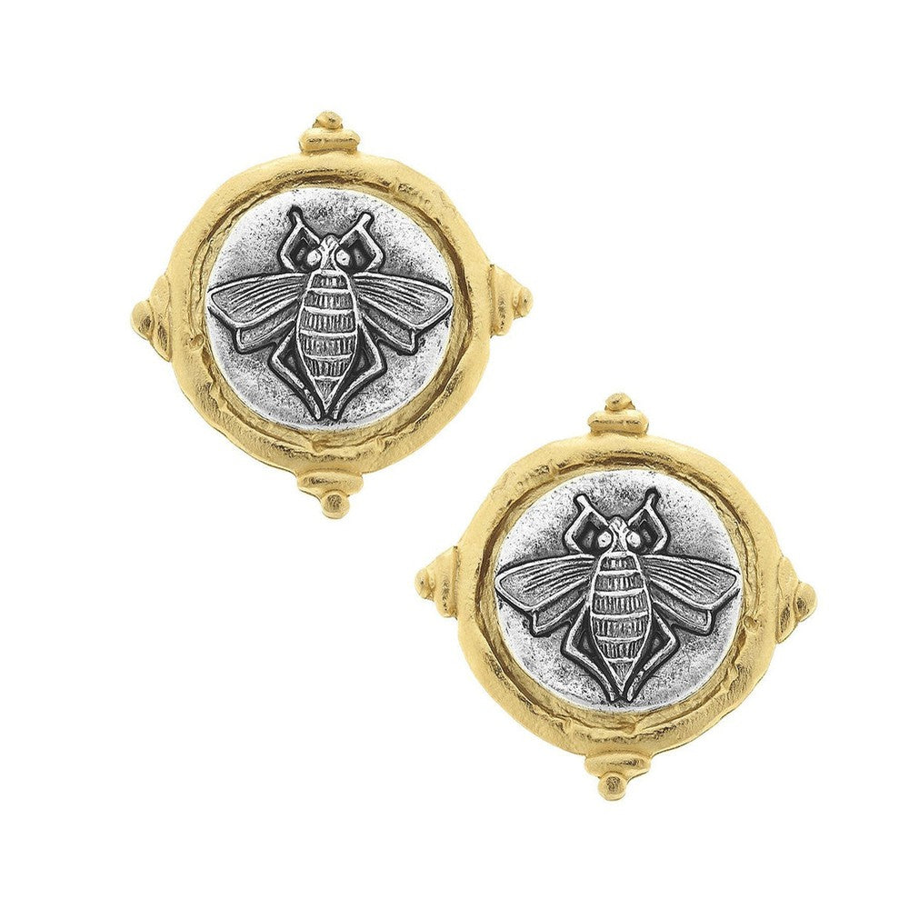 Bee Intaglio Stud Earrings-Susan Shaw-Swag Designer Jewelry