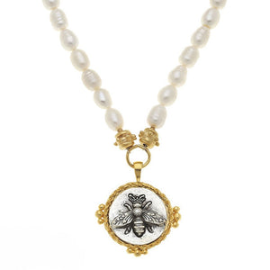Bee intaglio Pendant Necklace-Susan Shaw-Swag Designer Jewelry