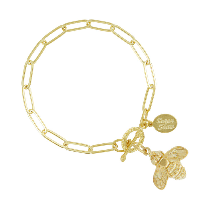 Bee on Paper Clip Chain Bracelet-Susan Shaw-Swag Designer Jewelry