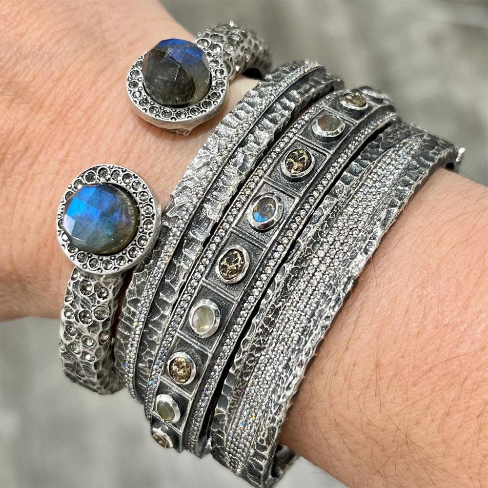 Bela Oval Hinged Bangle Bracelet-Tat2 Designs-Swag Designer Jewelry
