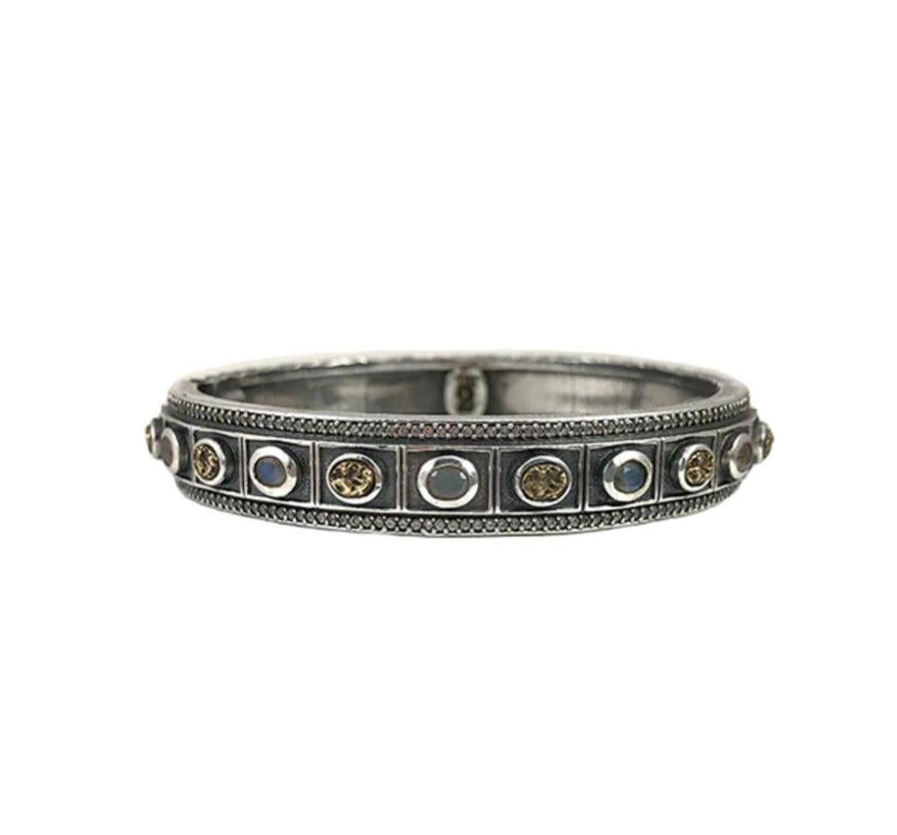 Bela Oval Hinged Bangle Bracelet-Tat2 Designs-Swag Designer Jewelry