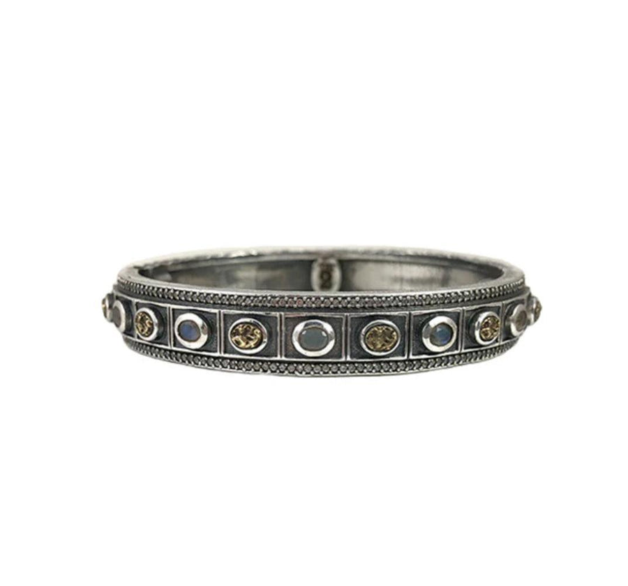 Bela Oval Hinged Bangle Bracelet-Tat2 Designs-Swag Designer Jewelry