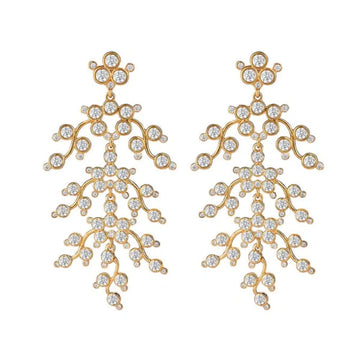 Gold Berry Chandelier earrings with sparkling cubic zirconia.
