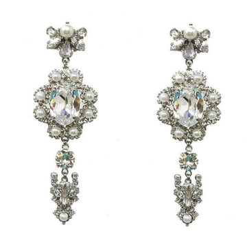 Betty Davis Eyes crystal & pearl drop earrings
