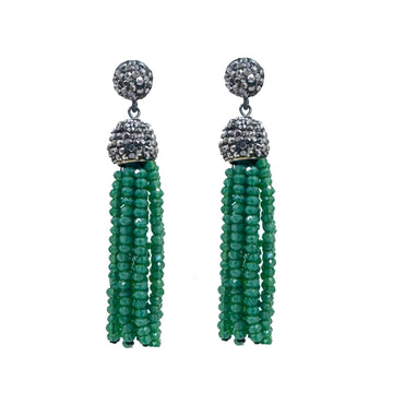 Black Crystal Tassel Earrings-Theia Jewelry-Swag Designer Jewelry