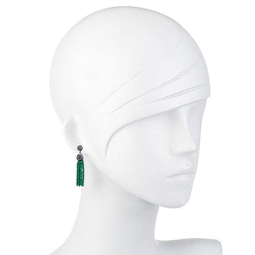Black Crystal Tassel Earrings-Theia Jewelry-Swag Designer Jewelry