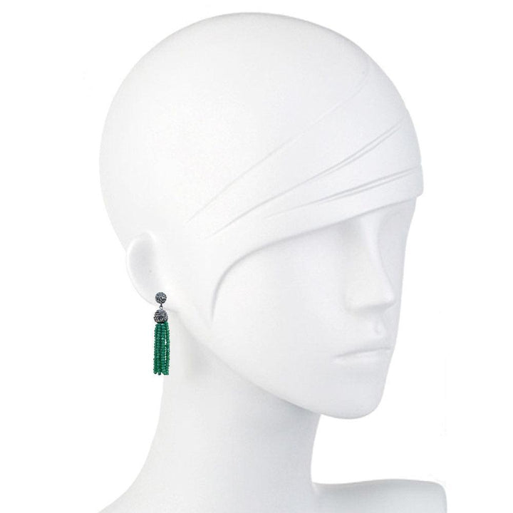 Black Crystal Tassel Earrings-Theia Jewelry-Swag Designer Jewelry