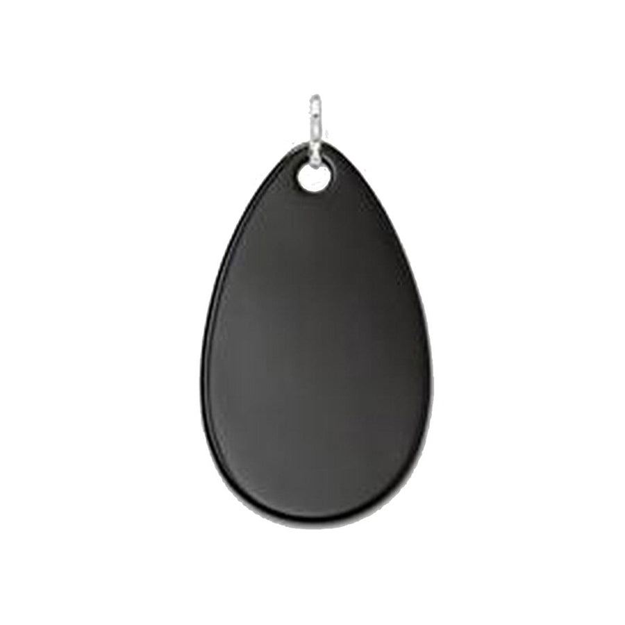Black teardrop pendant with silver bail
