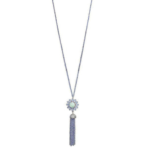 Blue Chalcedony Tassel Necklace-Atelier Mon-Swag Designer Jewelry