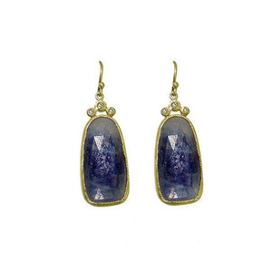 Blue Sapphire and Diamond Earrings 18k Gold-Yasuko Azuma-Swag Designer Jewelry
