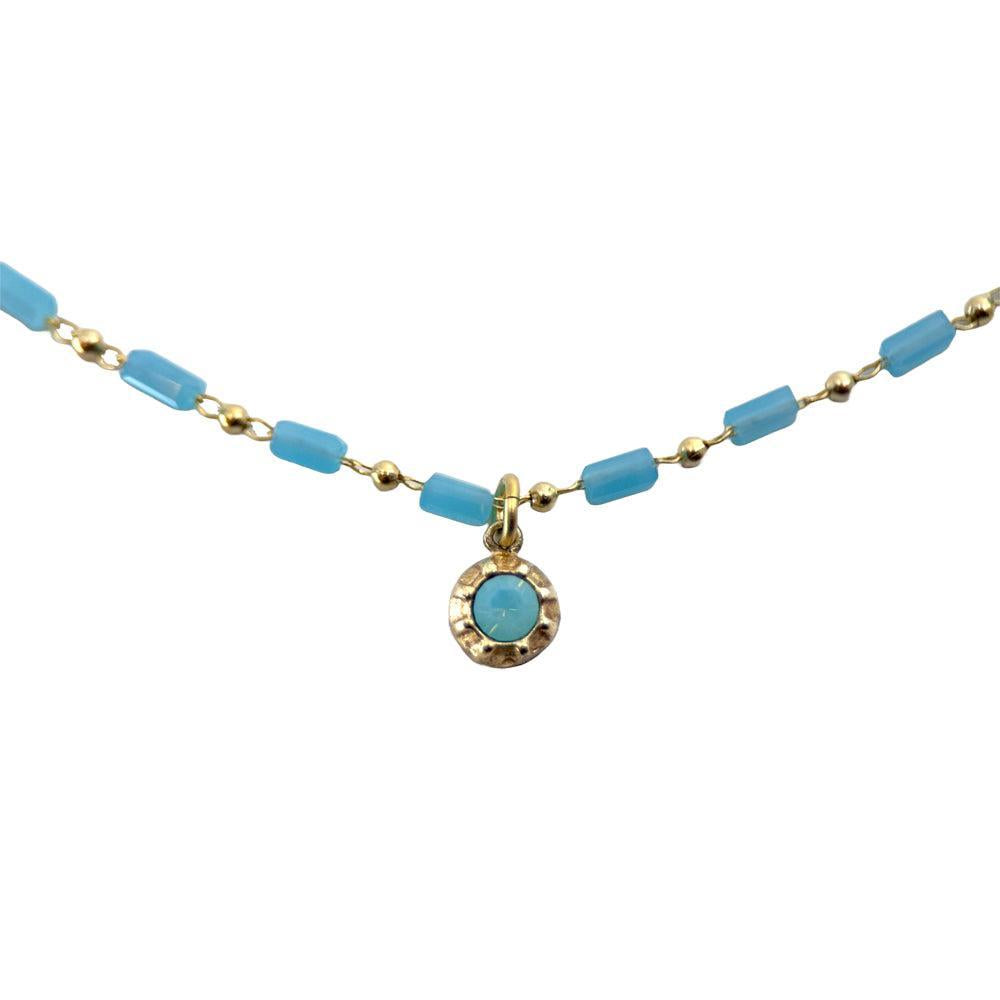 Blue Stationed Bead Necklace-La Vie Parisienne-Swag Designer Jewelry