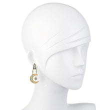 Blue Topaz Pearls Sun and Moon Earrings-Percossi Papi-Swag Designer Jewelry