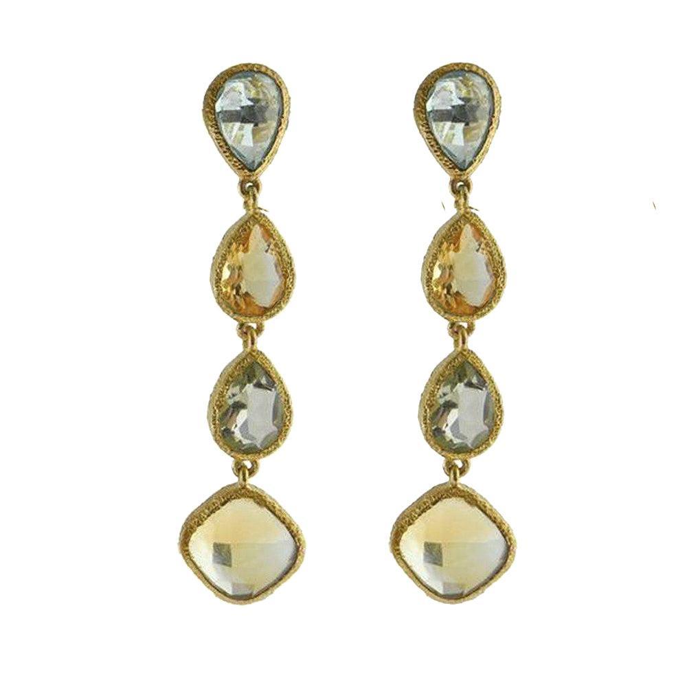 Blue Topaz and Citrine and Amethyst Earrings-Vasant-Swag Designer Jewelry