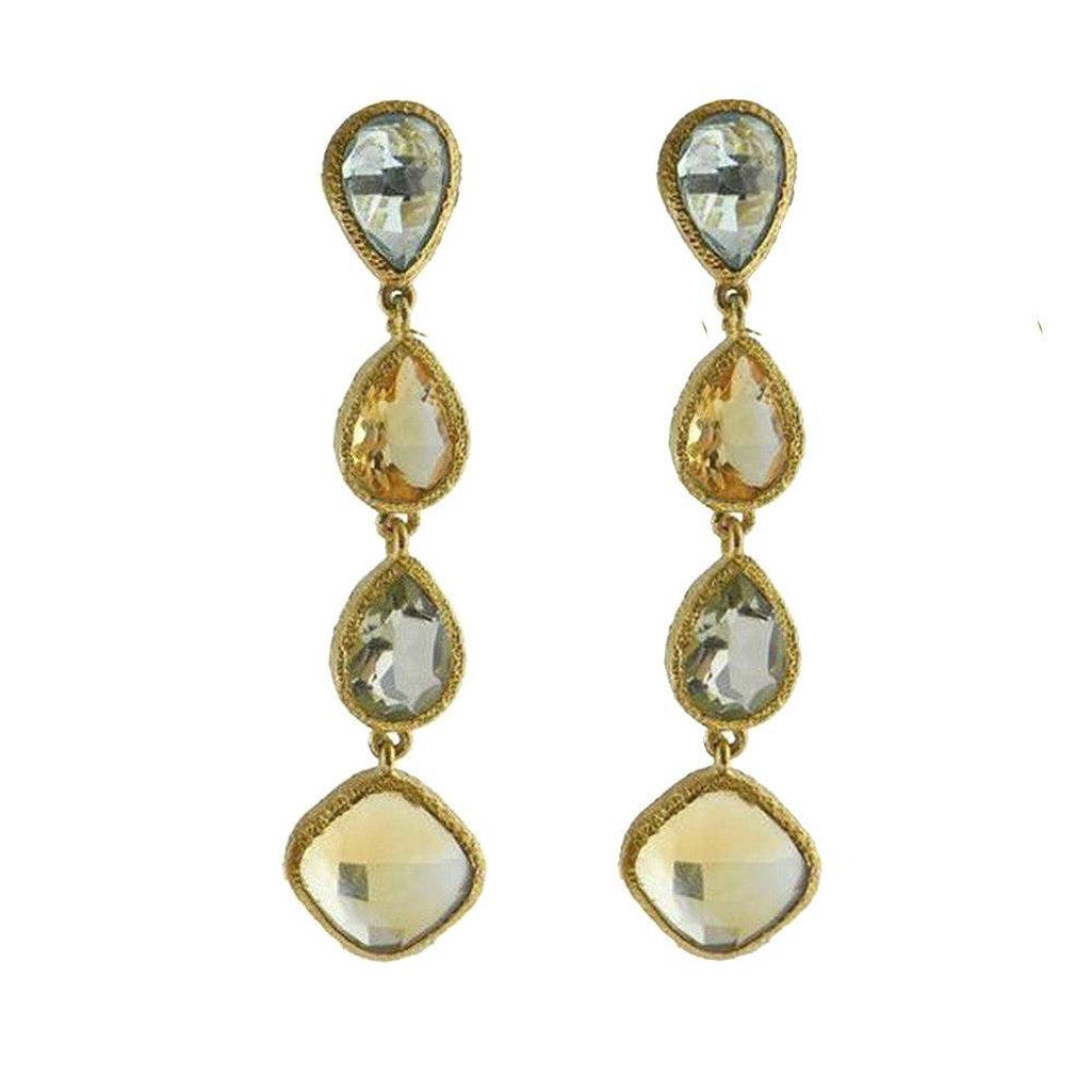 Blue Topaz and Citrine and Amethyst Earrings-Vasant-Swag Designer Jewelry