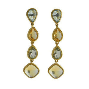 Blue Topaz and Citrine and Amethyst Earrings-Vasant-Swag Designer Jewelry