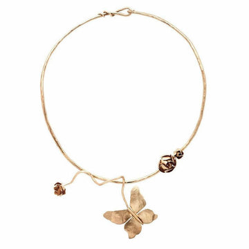 Gold Butterfly Collar necklace with rose accents.
