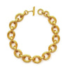 Gold Byzantine necklace with textured chain links.
