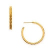 Gold Cairo Hoops earrings with textured pyramid detailing
