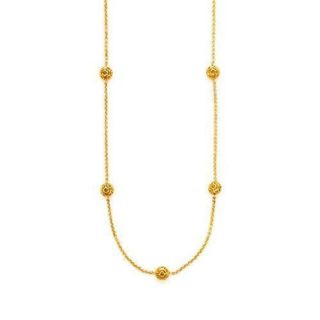 Casablanca Station Necklace: Gold chain necklace with four textured ball accents.
