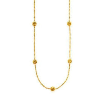 Casablanca Station Necklace: Gold chain necklace with four textured ball accents.
