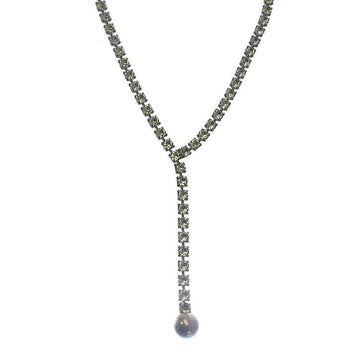 Celine rhinestone Y-necklace with pearl detail
