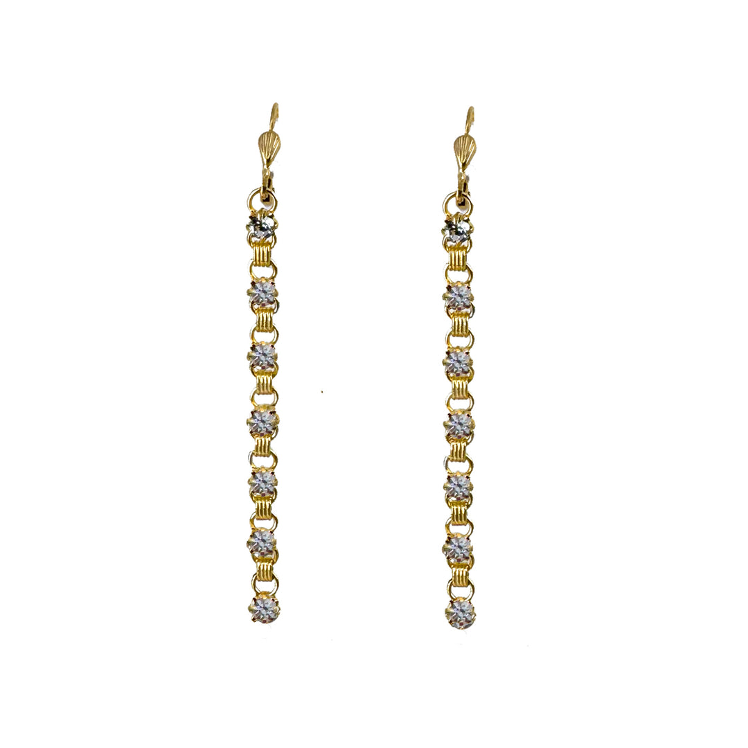 Chain Dangle Earrings with Crystal Accents-La Vie Parisienne-Swag Designer Jewelry