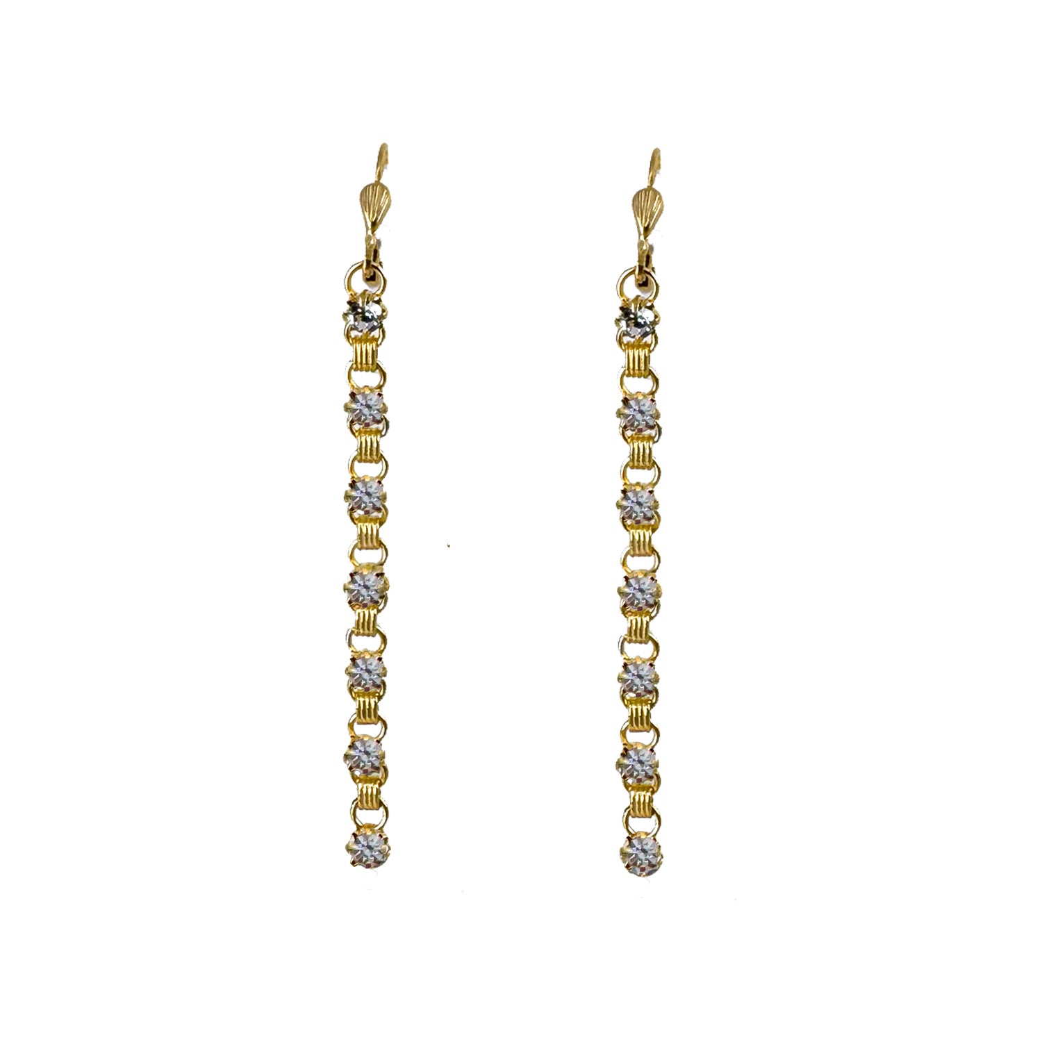 Chain Dangle Earrings with Crystal Accents-La Vie Parisienne-Swag Designer Jewelry