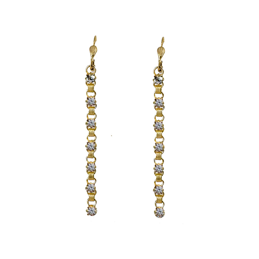 Chain Dangle Earrings with Crystal Accents-La Vie Parisienne-Swag Designer Jewelry