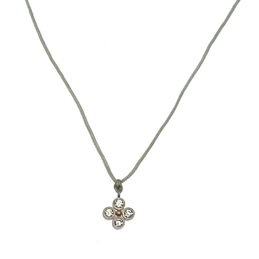 Chain and Cord Crystal Flower Pendant-Bijou Amani-Swag Designer Jewelry