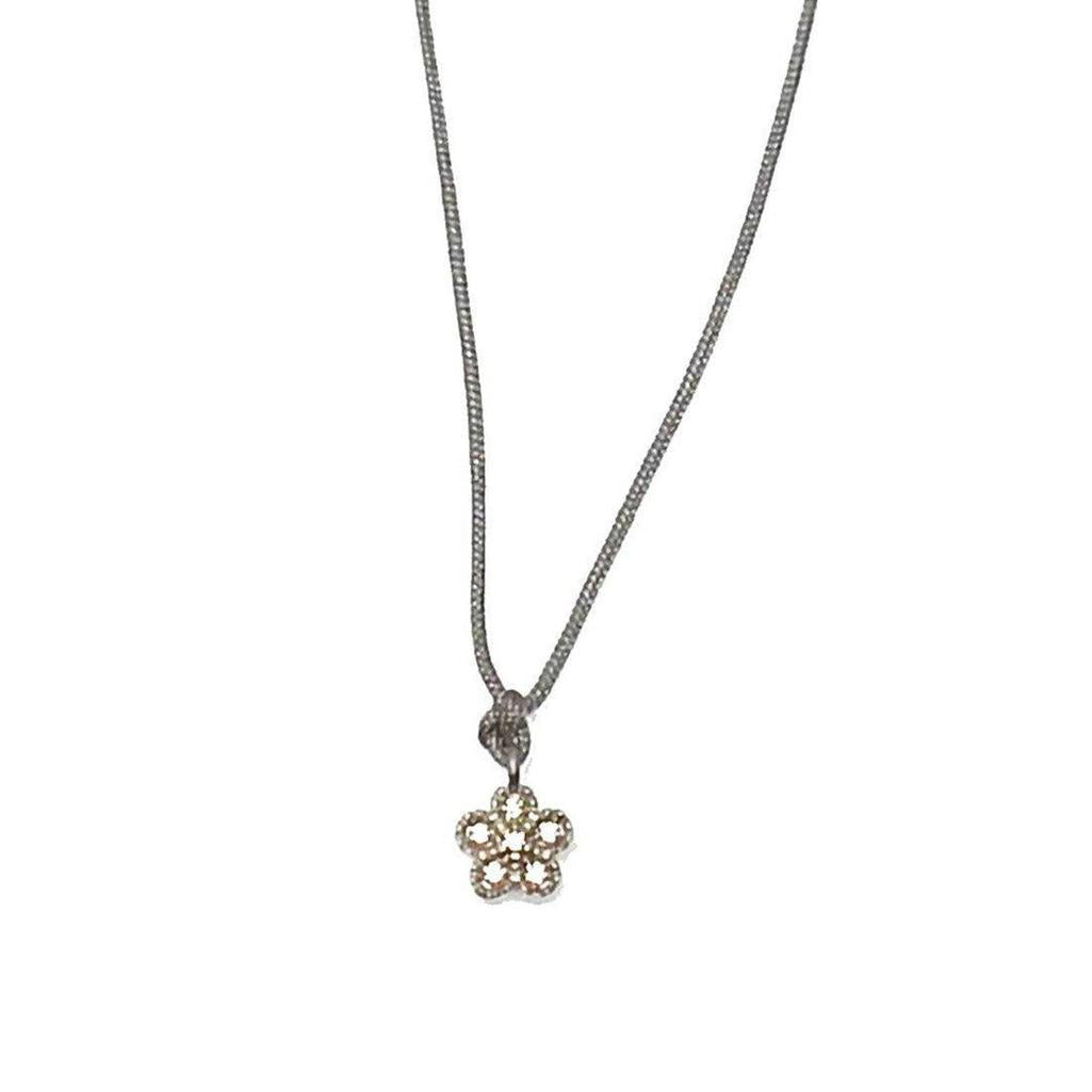 Dainty silver chain mini flower pendant necklace
