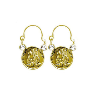 Chariot Hoop Earrings-Virgins Saints and Angels-Swag Designer Jewelry