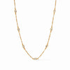 Gold Charlotte Delicate Station necklace with marquise-cut clear stones.

