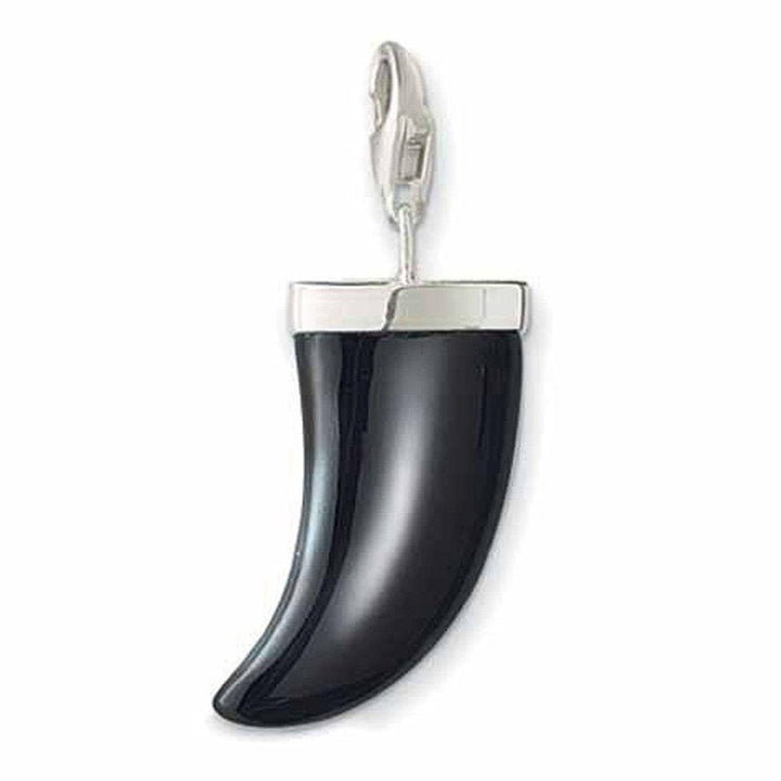 Charm 0212 Black Tooth pendant: black onyx charm with sterling silver clasp.
