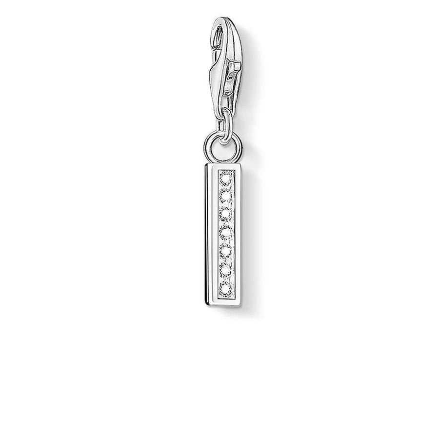 Charm 0231 Pave Letter I charm, silver, cubic zirconia accents
