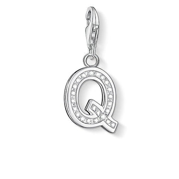 Silver Charm 0239 Pave Letter Q pendant with cubic zirconia accents.
