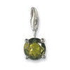 Charm 0288 Black Crystal: Olive green crystal charm with silver clasp.
