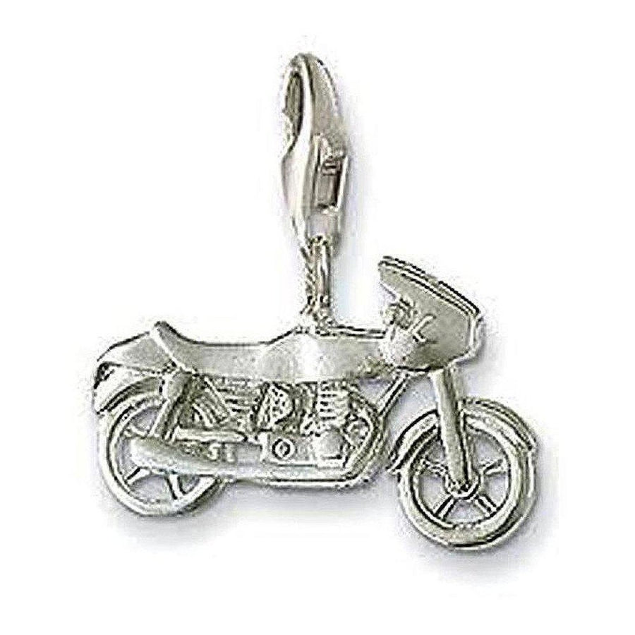 Silver Charm 0365 Motorcycle pendant, detailed design.
