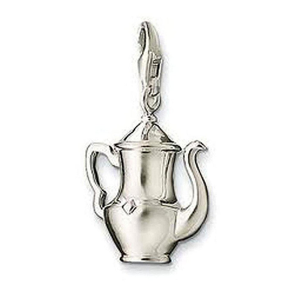 Charm 0435 silver teapot charm, detailed design.
