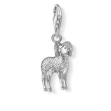 Silver Aries Ram charm, detailed design, perfect zodiac gift.
