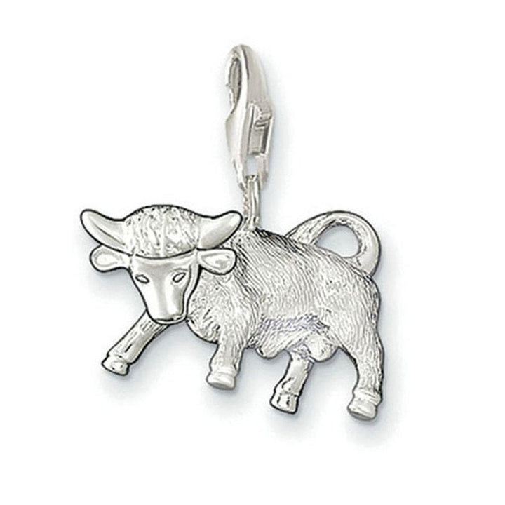 Sterling silver Taurus bull charm, 0585
