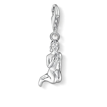 Charm 0589 Virgo Virgin silver charm depicting a seated woman.
