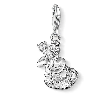 Silver Aquarius charm, Waterbearer zodiac sign pendant
