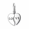 Charm 0630 Heart Love: Silver split heart charm with "LOVE" engraved, perfect gift for couples.
