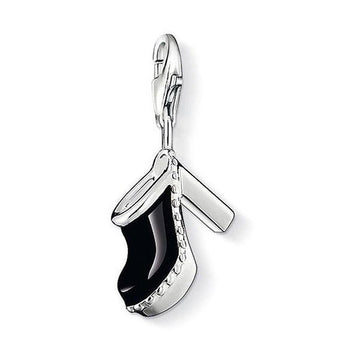 Charm 0741 black clog charm, silver-tone with black enamel detail.
