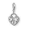 Charm 0806 Padlock Heart charm, silver heart-shaped padlock with clear cubic zirconia accents.
