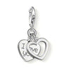 Charm 0852 I Love You: Silver-tone double heart charm with "I Love You" engraving, perfect gift for Valentine's Day.
