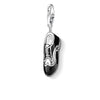Charm 0876 shoe charm: black enamel, silver-tone, classic style
