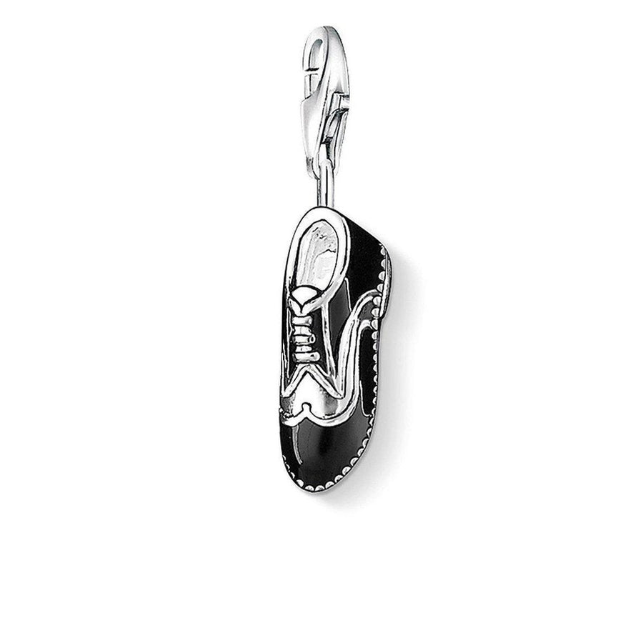 Charm 0876 shoe charm: black enamel, silver-tone, classic style
