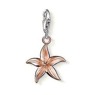 Charm 0922 Rose Gold Starfish charm; rose gold starfish pendant with silver clasp.
